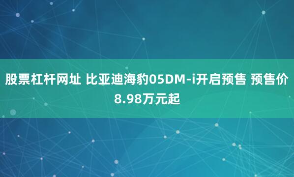 股票杠杆网址 比亚迪海豹05DM-i开启预售 预售价8.98万元起