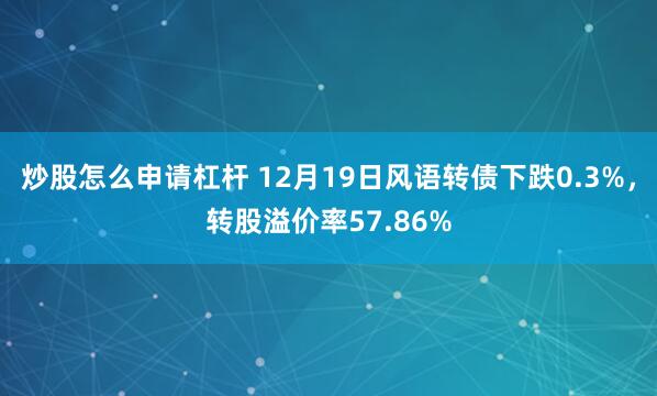 炒股怎么申请杠杆 12月19日风语转债下跌0.3%，转股溢价率57.86%