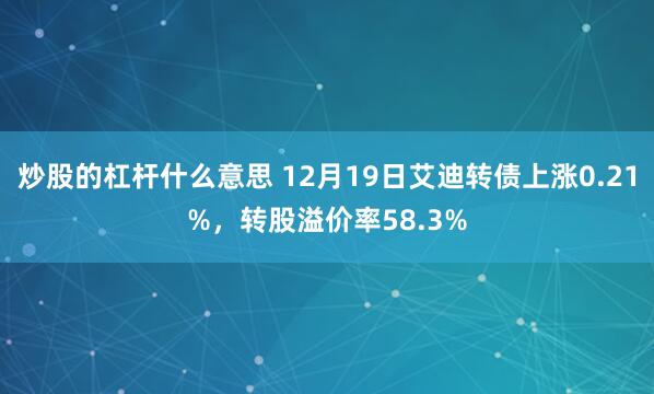 炒股的杠杆什么意思 12月19日艾迪转债上涨0.21%，转股溢价率58.3%