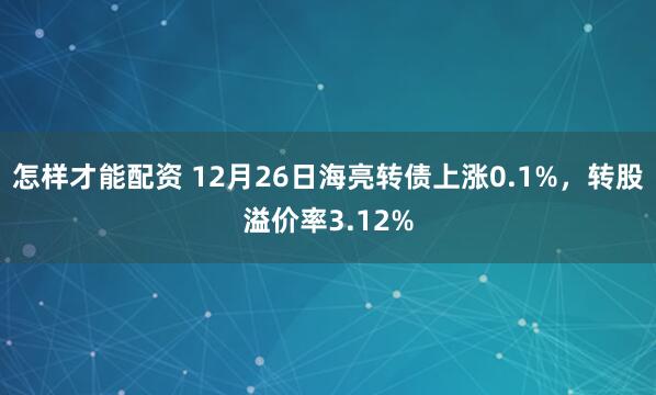 怎样才能配资 12月26日海亮转债上涨0.1%，转股溢价率3.12%