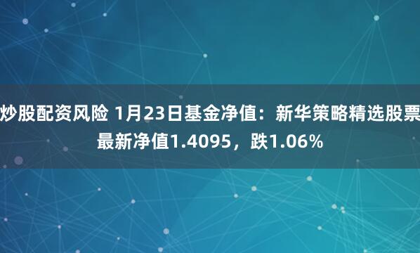 炒股配资风险 1月23日基金净值：新华策略精选股票最新净值1.4095，跌1.06%