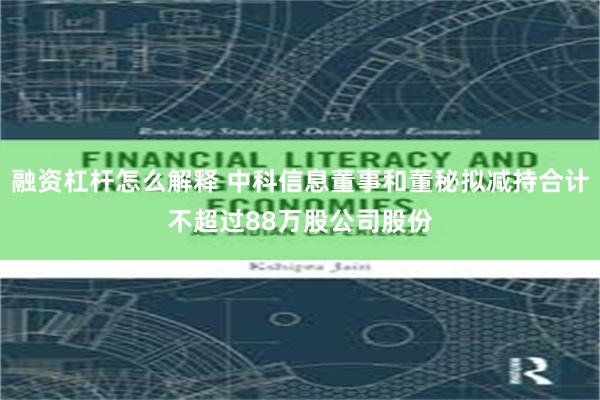 融资杠杆怎么解释 中科信息董事和董秘拟减持合计不超过88万股公司股份